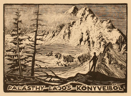 Exlibris by Bèla Stettner from Hungary for Palásthy Lajos - Mountain Scenery/Landscape 