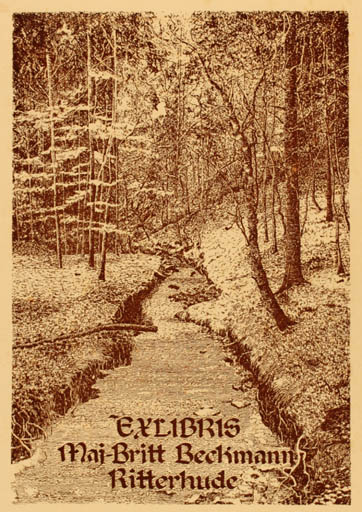 Exlibris by Bernhard Kuhlmann from Germany for Maj-Britt Beckmann - Forest 