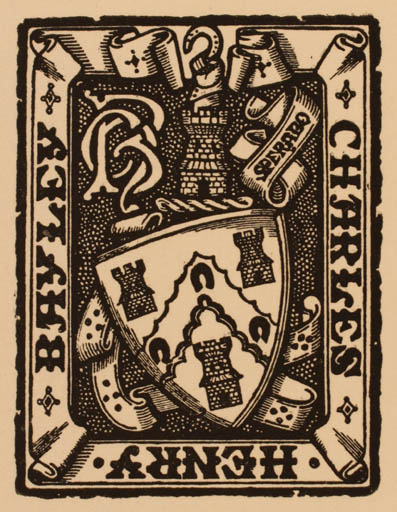 Exlibris by S. Baring Gould from Great Britain for Charles Henry Bayley - Castle/Palace Heraldry 