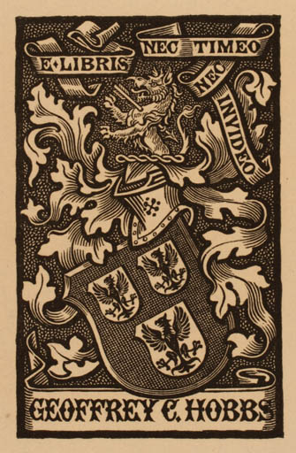 Exlibris by S. Baring Gould from Great Britain for Geoffrey C. Hobbs - Heraldry 