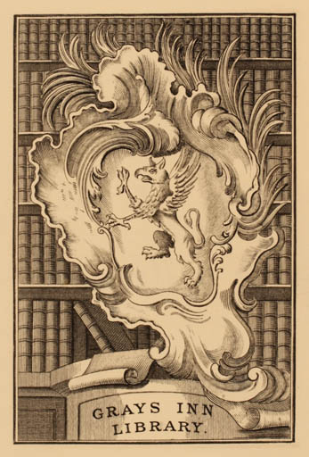 Exlibris by A.A. Musset from Great Britain for ? Grays Inn Library - Book Heraldry 