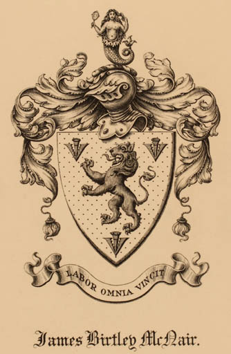 Exlibris by ? ? from USA for James Birtley McNair - Heraldry 