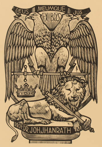 Exlibris by Jan Battermann from Netherland for Dr. Joh.J Hanrath - Heraldry 