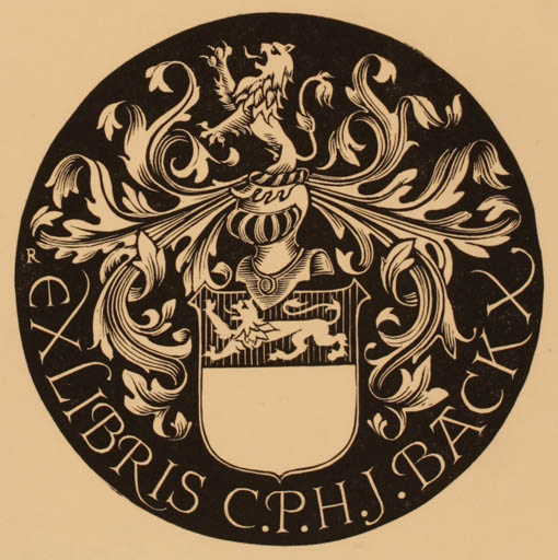 Exlibris by Pam Georg Rueter from Netherland for C.P.H.J. Back - Heraldry 