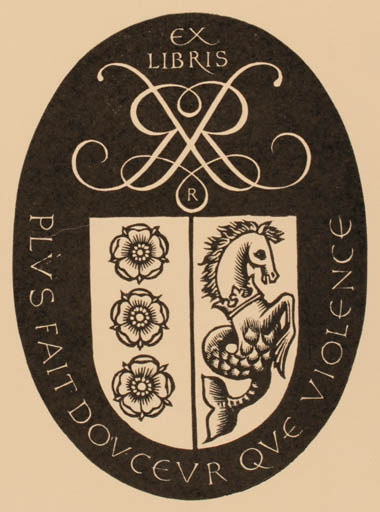 Exlibris by Pam Georg Rueter from Netherland for ? ? - Heraldry Monogram 