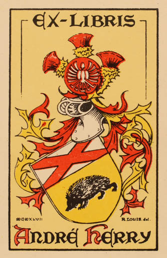 Exlibris by Robert Louis from France for Andre Herry - Heraldry 