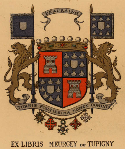 Exlibris by Robert Louis from France for Meurgey De Tupigny - Heraldry 