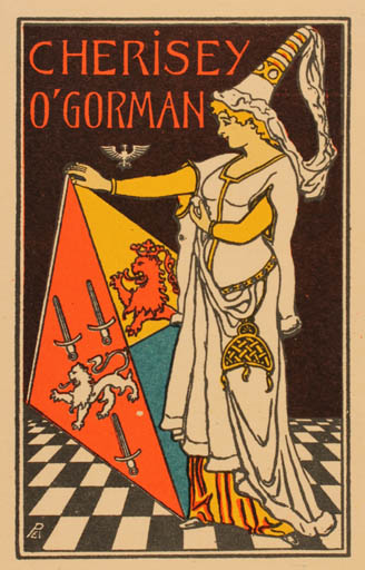 Exlibris by Edmond des Robert from France for Cherisey O´Gorman - Heraldry Woman 