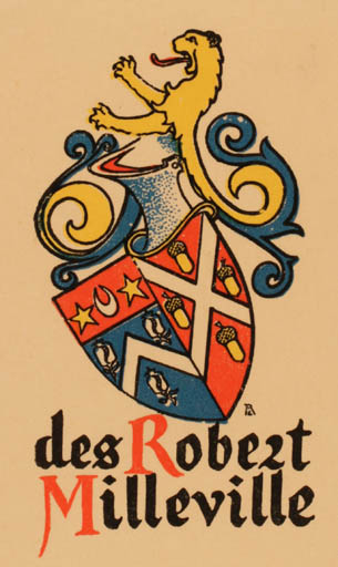 Exlibris by Edmond des Robert from France for des Robezt Milleville - Heraldry 