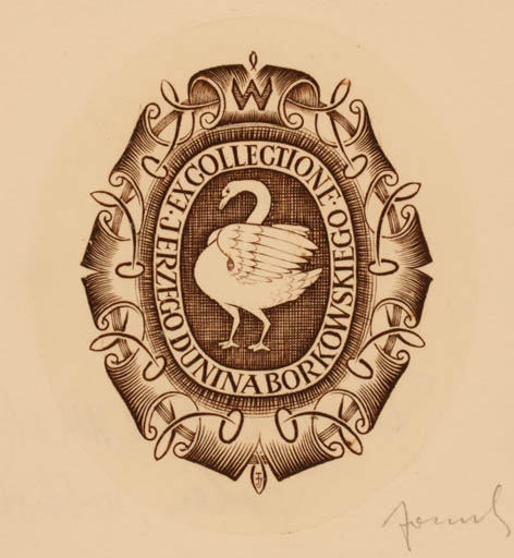 Exlibris by Teofil Jozwiak from Poland for Dunina Borkowskiego - Bird Heraldry 