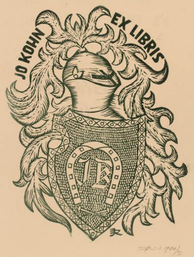 Exlibris by Jerzy Rozanski from Poland for Jo Kohn - Heraldry 