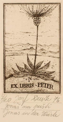 Exlibris by Jozef Dusik from Czech Republic for ? Peter - Flora Scenery/Landscape 