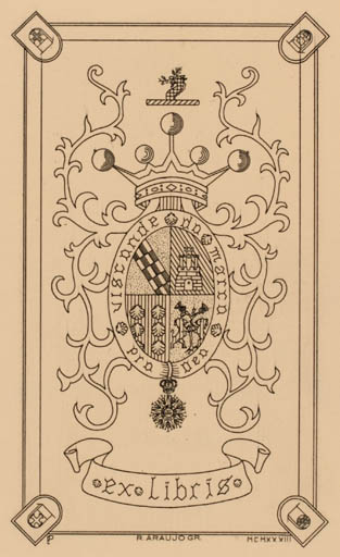 Exlibris by R. Araujo from Portugal for Carlos Alberto Soares Cardosa - Heraldry 