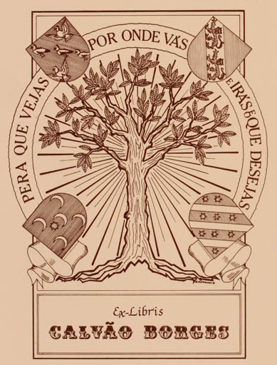 Exlibris by Eduardo Esperanca from Portugal for Calváo Borges - Heraldry Tree 
