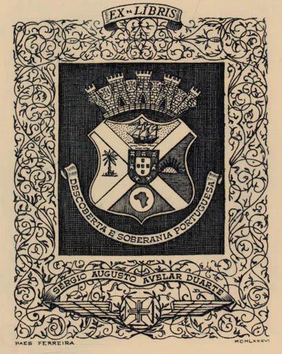 Exlibris by Paes Ferreira from Portugal for Sergio Augusto Avelar Duarte - Heraldry 