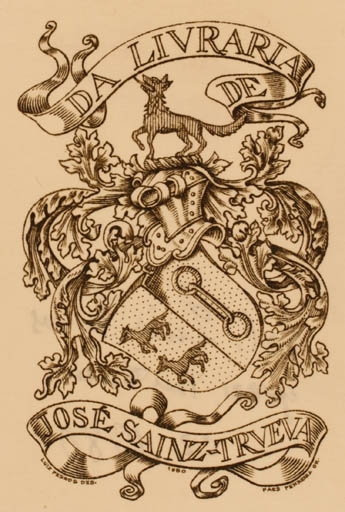 Exlibris by Luiz / Ferreira, Paes Ferros from Portugal for José Sainz-Trveva - Heraldry 