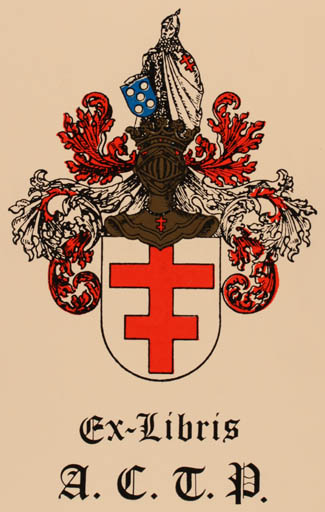 Exlibris by Luiz Ferros from Portugal for ? Associacáo dos Cavaleiros Templerios de Portugal - Heraldry 