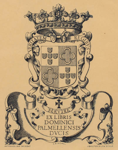 Exlibris by Antonio / Silva, J. Bastos Lima from Portugal for Dominici Palmellensis Dvcis - Heraldry 