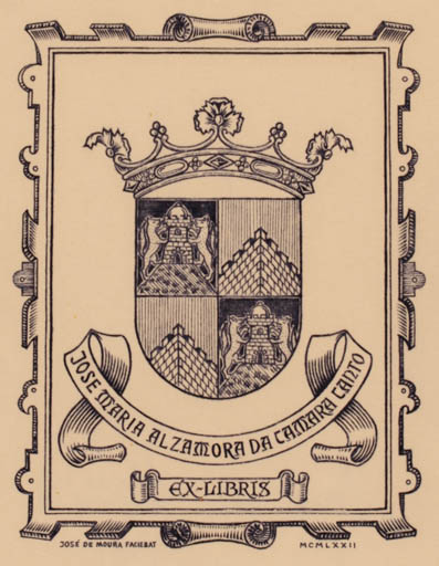 Exlibris by José De Moura from Portugal for Jose Maria Alzamora Da Camara Canto - Heraldry 