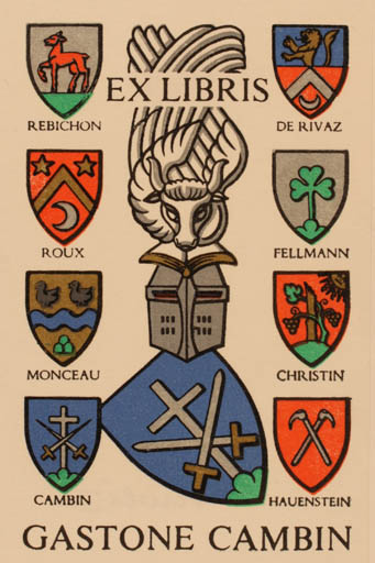 Exlibris by Gastone Cambin from Schwitzerland for Gastone Cambin - Heraldry 