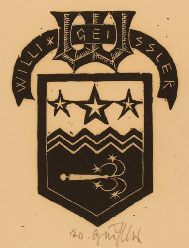 Exlibris by Willi Geissler from Germany for Willi Geissler - Heraldry 