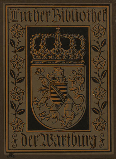 Exlibris by Adolf Hildebrandt from Germany for ? Luther-Bibliothel der Wartburg - Heraldry 