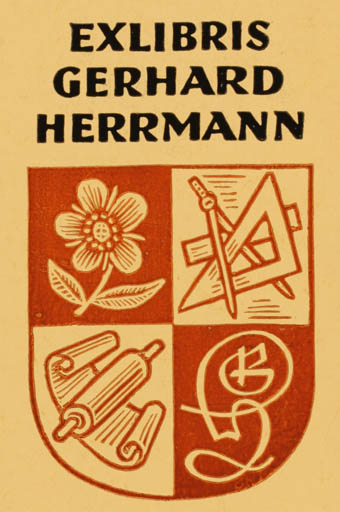 Exlibris by Hermann Huffert from Germany for Gerhard Herrmann - Heraldry 