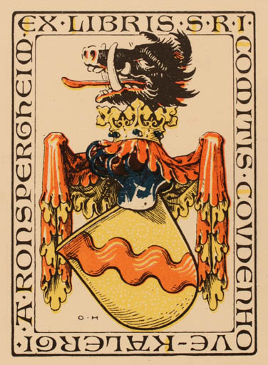 Exlibris by Otto Hupp from Germany for A. Ronspergheim - Heraldry 