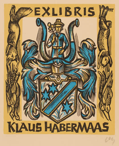 Exlibris by Herbert S. Ott from Germany for Klaus Habermaas - Heraldry 