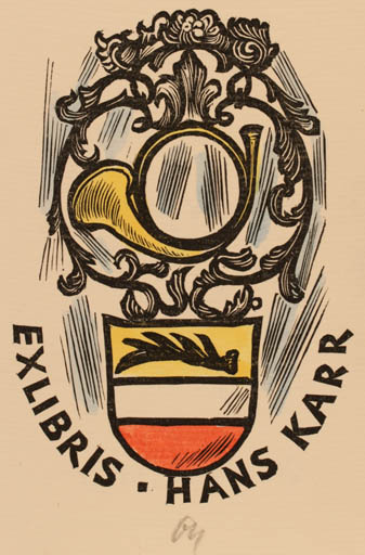 Exlibris by Herbert S. Ott from Germany for Hans Karr - Heraldry 