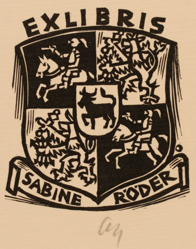 Exlibris by Herbert S. Ott from Germany for Sabine Röder - Heraldry 