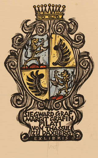 Exlibris by Norbert H. Ott from Germany for Siegward / Gräfin, Margit Graf - Heraldry 