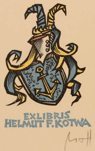 Exlibris by Norbert H. Ott from Germany for Helmut F. Kotwa - Heraldry 