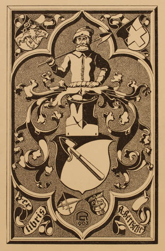 Exlibris by L. M. Rheude from Germany for A. Berrsche - Heraldry 