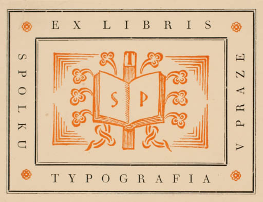 Exlibris by J. Dyntar from Czech Republic for ? Spolka Typografia v Praze - Book 