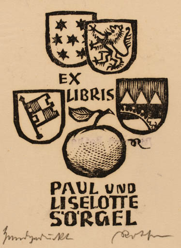 Exlibris by Richard Rother from Germany for Paul und Liselotte Sörgel - Heraldry 