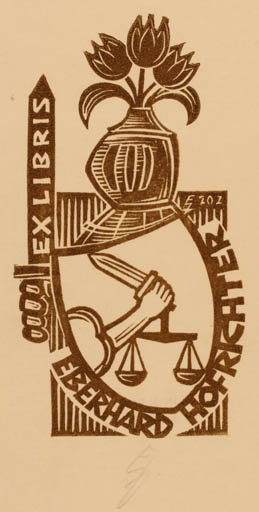 Exlibris by Erhard Zierold from Germany for Eberhard Hofrichter - Heraldry 