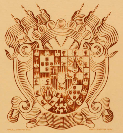 Exlibris by D. Miguel Antonio do Carmo de Noronha de Paiva Couceiro from Portugal for ? Aleo - Heraldry 