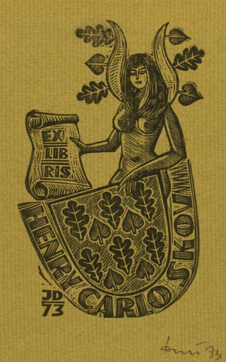 Exlibris by Jerzy Druzrycki from Poland for Henry Carlo Skov - Heraldry Woman 