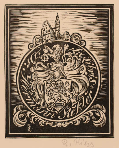 Exlibris by Rudolf Riess from Germany for Dr. Hermann Kessler - Heraldry 