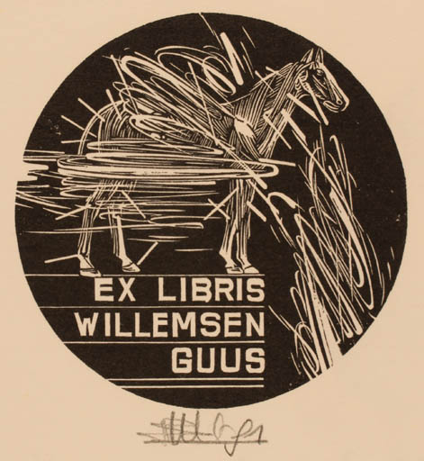 Exlibris by Emil Hoorne from Belgium for Guus Willemsen - Horse 