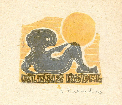 Exlibris by Zbigniew Dolatowski from Poland for Klaus Rödel - Man Sun 