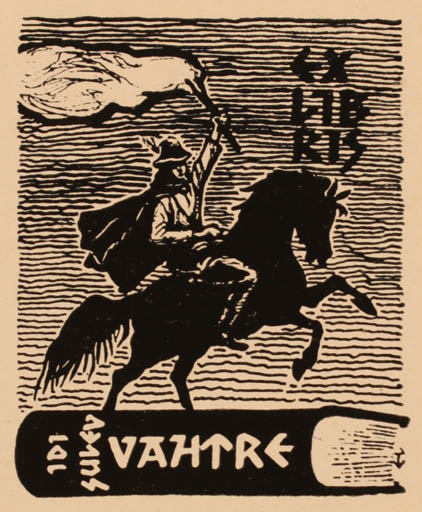 Exlibris by Eha Raudsepp- Liibeon from Estonia for Sulev Vahtre - Horse Horseman/Rider 