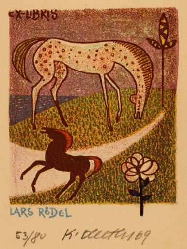 Exlibris by Karel Oberthor from Czechoslovakia for Lars Rödel - Horse 