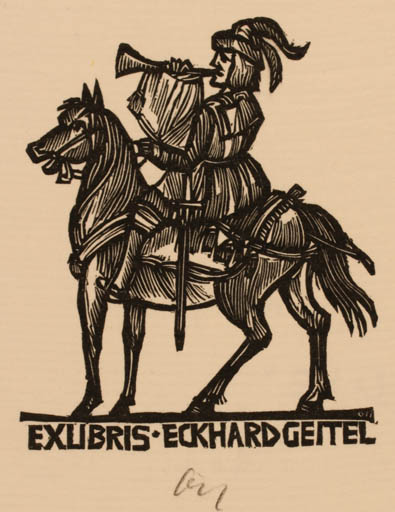 Exlibris by Herbert S. Ott from Germany for Eckhard Geitel - Horse Horseman/Rider 