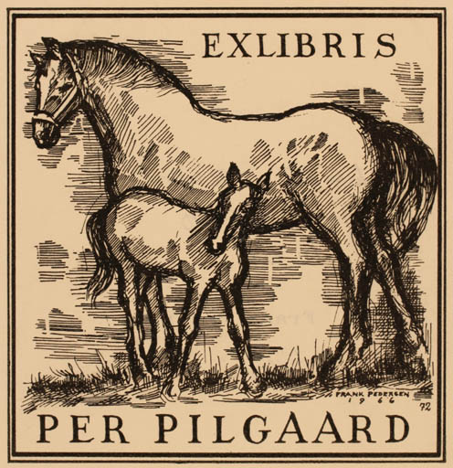 Exlibris by Frank Pedersen from Denmark for Per Pilgaard - Horse 