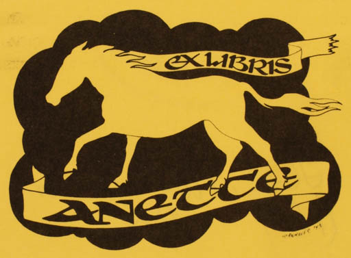 Exlibris by Hans Chr. Hornhaver from Denmark for ? Anette - Horse 