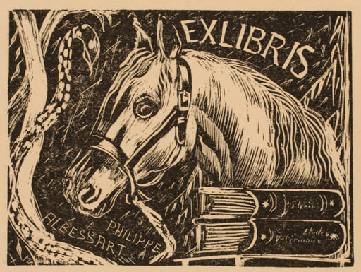 Exlibris by Marie-Louise Albessart from Belgium for Philippe Albessart - Book Horse 