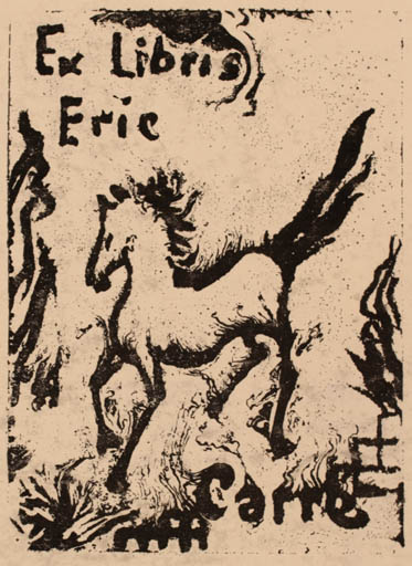 Exlibris by Marie-Louise Albessart from Belgium for Éric Carré - Horse 