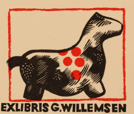 Exlibris by Cees Andriessen from Netherland for Guus Willemsen - Horse 